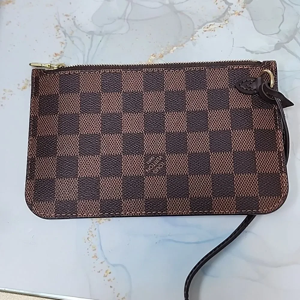 NEW Authentic Louis Vuitton Damier Ebene Neverfull PM Purse Bag Tote & Pouch